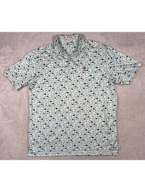 Peter Millar Polo Mens XL Green Fish Hot Sauce Summer Comfort MF18EK27S Stretch